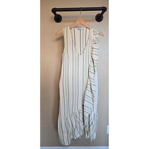 Zara‎ striped sleeveless rustic and ruffled midi dress women's size small